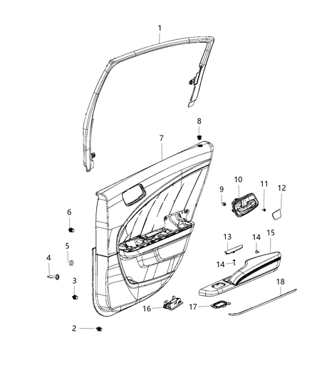 2020 Dodge Charger Panel-Rear Door Trim Diagram for 6XM971R5AB