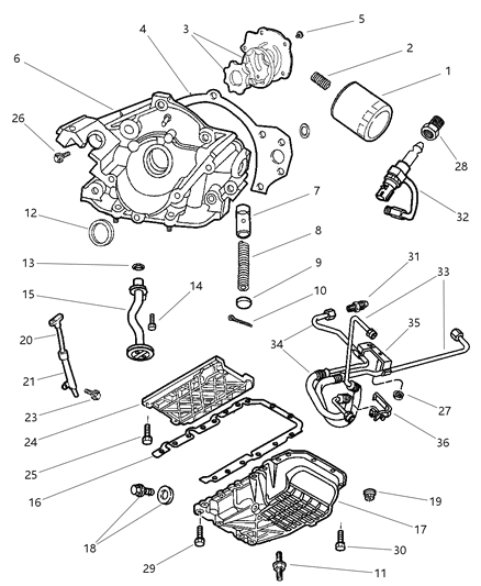 2000 Chrysler 300M Connector-Oil Filter Diagram for 4104511AB