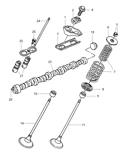 1999 Dodge Viper Camshaft & Valves Diagram