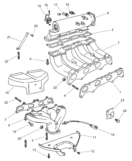 1999 Dodge Avenger Gasket Intake Manifold Diagram for 4667148