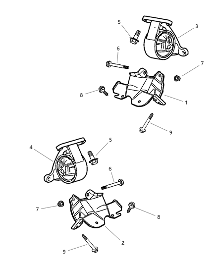 1999 Jeep Grand Cherokee Engine Mounting, Front Diagram 3