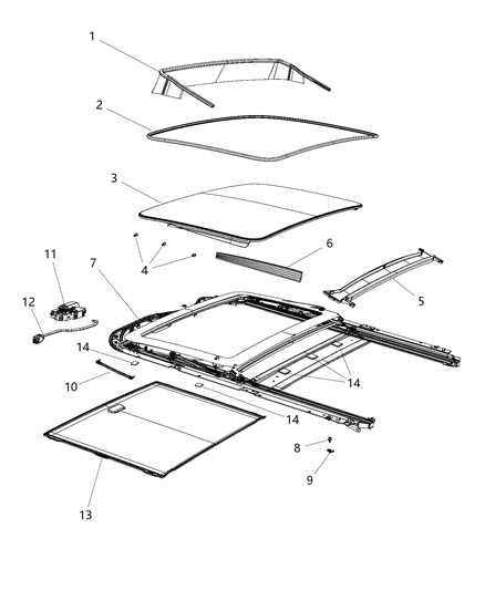 2020 Jeep Grand Cherokee DEFLECTOR-SUNROOF Wind Diagram for 68346651AA