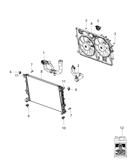 2020 Jeep Cherokee Radiator Outlet Diagram for 68287422AB
