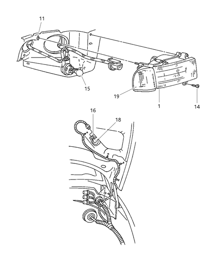 2002 Dodge Ram 2500 Quad & Club Cab Lamps, Front Diagram