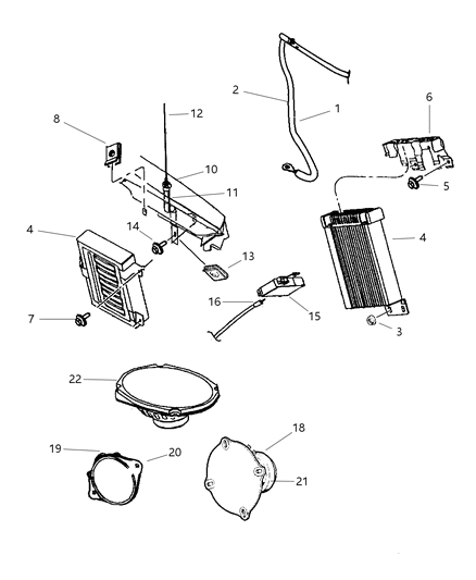 2001 Chrysler 300M Antenna - Speakers - Amplifiers Diagram