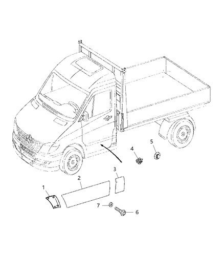 2009 Dodge Sprinter 3500 Molding-Cab Diagram for 1HE95P01AA