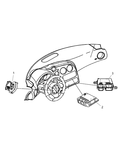 2009 Dodge Viper Air Bag Modules Impact Sensor & Clock Springs Diagram