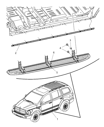 2007 Dodge Durango Running Boards & Mounting Diagram