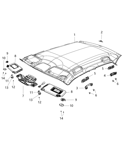 2019 Chrysler 300 Headliners & Visors Diagram