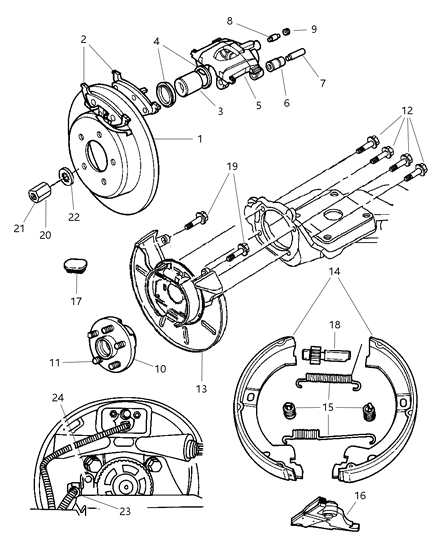 2001 Chrysler Town & Country Brakes, Rear Disc Diagram