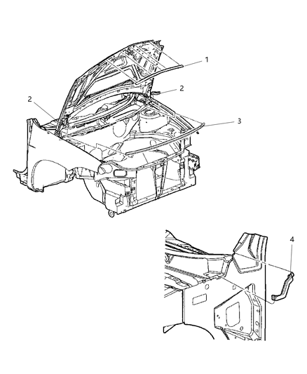 2004 Dodge Neon Seal-Fender To Hood Diagram for 5008137AB