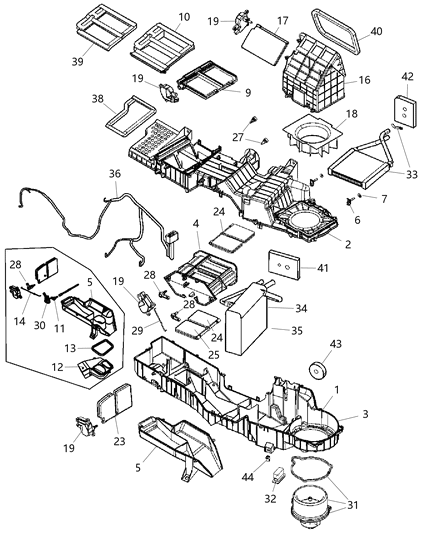 2006 Dodge Ram 2500 Housing-A/C And Heater Lower Diagram for 5189136AA