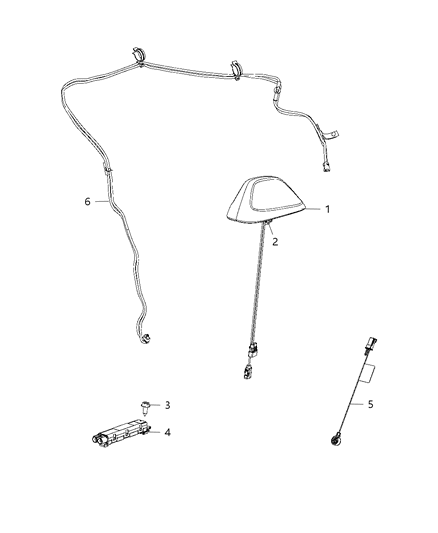 2020 Jeep Grand Cherokee Antenna-Base Cable And Bracket Diagram for 6DE46DX8AA