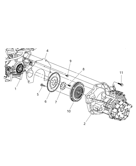 2005 Dodge Neon Transaxle Mounting & Related Parts Diagram