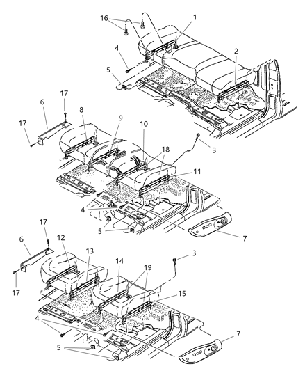 1999 Dodge Dakota Adjuster & Attaching Parts Diagram