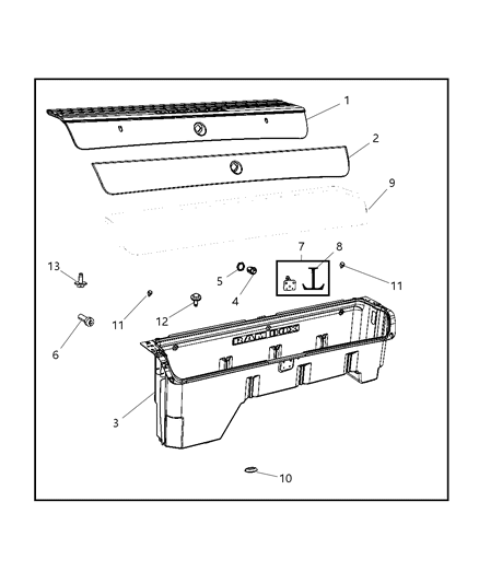 2010 Dodge Ram 1500 Door-Storage Bin Diagram for 68054178AB