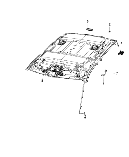 2019 Ram 1500 Headliner Diagram for 6KB47BD1AB