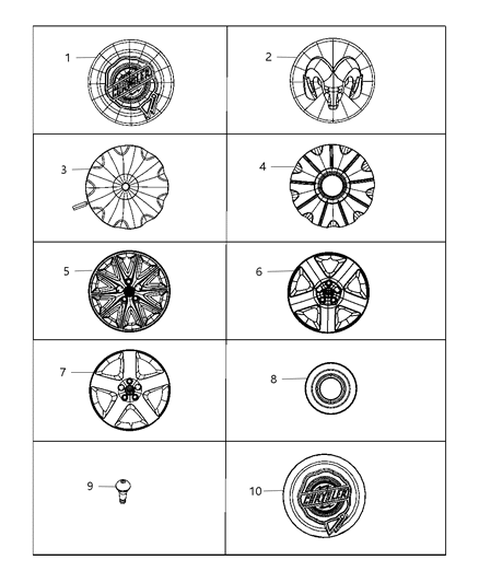 2009 Dodge Charger Wheel Covers & Center Caps Diagram