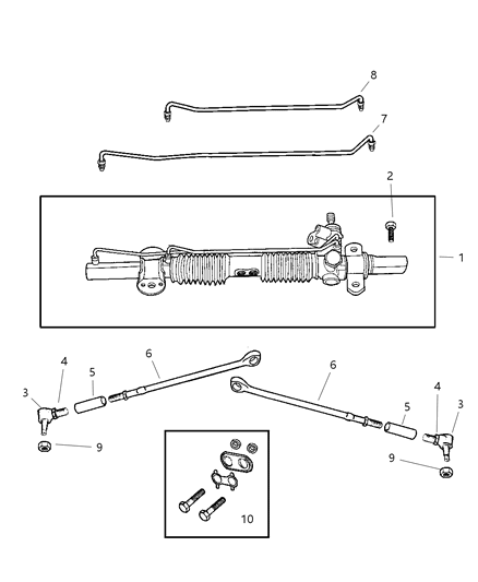 2000 Chrysler 300M Gear - Rack & Pinion, Power & Attaching Parts Diagram