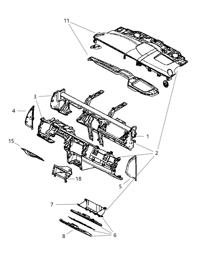 2009 Dodge Durango Instrument Panel & Structure Diagram