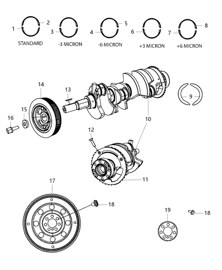 2011 Dodge Journey Crankshaft , Crankshaft Bearings , Damper And Flywheel Diagram 2