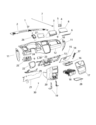 2019 Dodge Grand Caravan Glove Box-Instrument Panel Diagram for 1JF18DX9AA