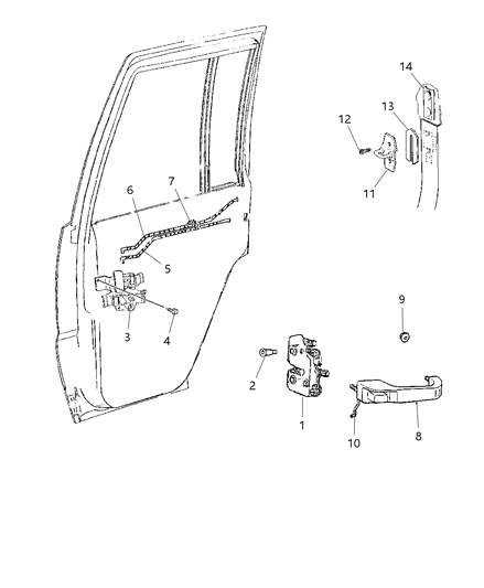 1997 Jeep Grand Cherokee Doors Rear Lock & Controls Diagram