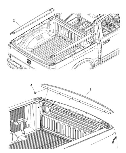 2012 Ram 2500 Pick-Up Box, Rail Caps Diagram