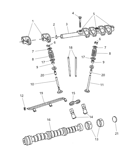 1997 Chrysler Town & Country Camshaft & Valves Diagram 1