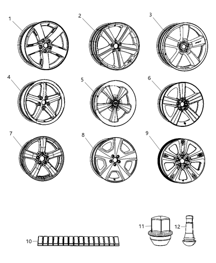 2012 Dodge Challenger Wheel Aluminum Diagram for 1JG85RXFAB