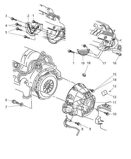 2002 Dodge Ram 2500 Regular Cab Housing & Pan, Clutch Diagram