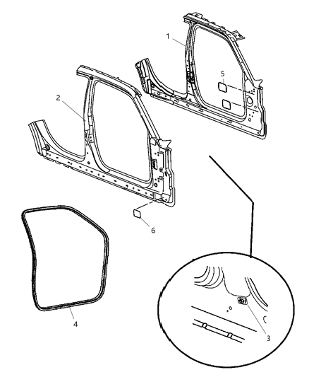 2009 Dodge Charger WEATHERSTRIP-Front Door Opening Diagram for UQ20DW1AC