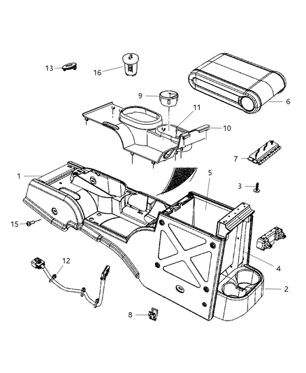 2008 Jeep Wrangler Consoles Full Diagram