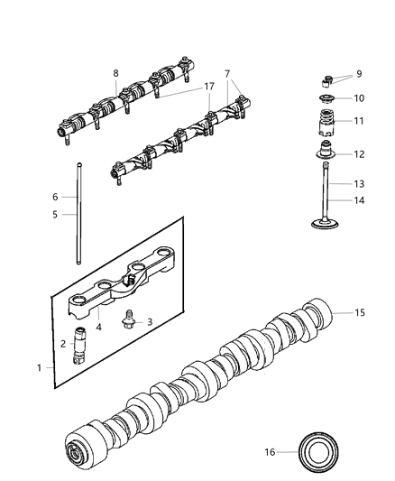 2008 Dodge Ram 3500 Pickup Camshaft & Valvetrain Diagram 1
