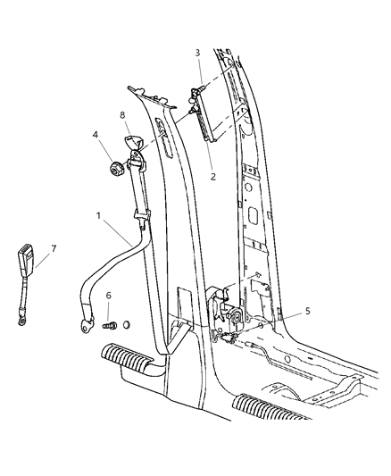 2004 Jeep Liberty Seat Belts, Front Diagram