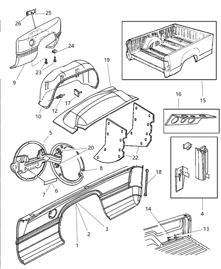 1999 Dodge Ram 2500 Regular Cab Quarter Panel Diagram