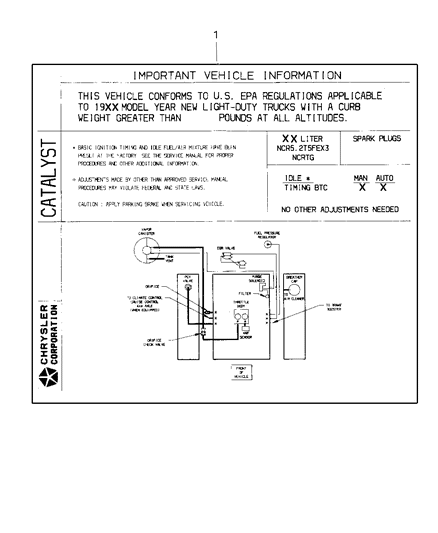 2001 Dodge Durango Label-Emission Diagram for 52102934AA