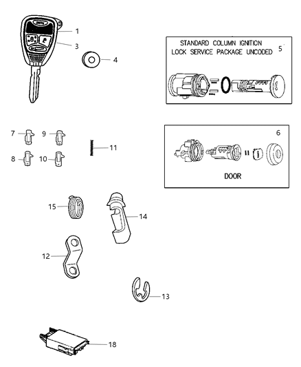 2005 Jeep Liberty Lock Cylinder & Keys Diagram