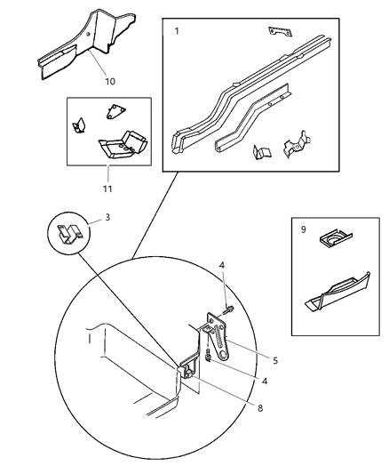 1997 Chrysler LHS Frames, Rear Diagram