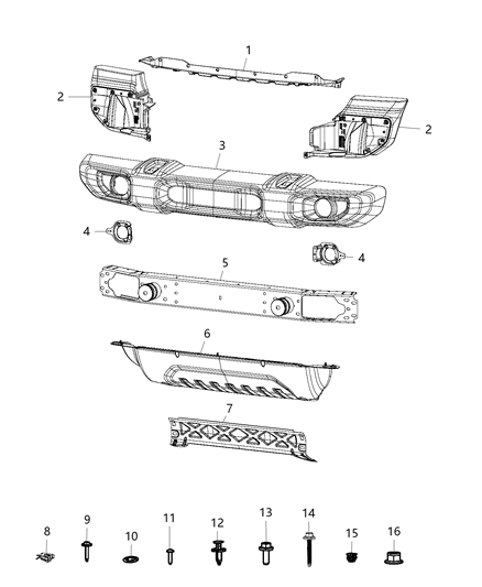 2020 Jeep Wrangler Bumper, Front Diagram 1