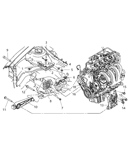 2005 Dodge Neon Mount, Front Engine Diagram 2