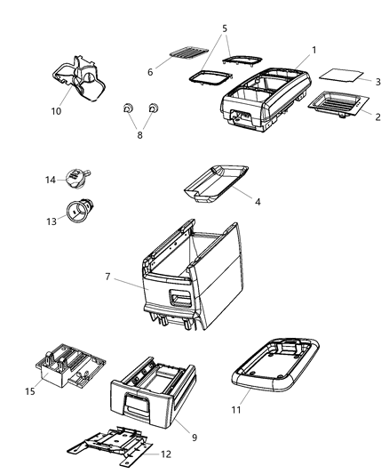 2009 Dodge Grand Caravan Lid-Center Console Storage Diagram for 1JC881DVAB