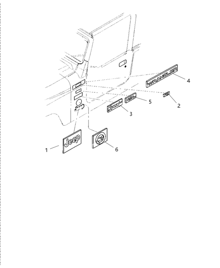 2002 Jeep Wrangler Decal Diagram for XG49HA9AA