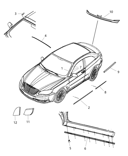 2013 Chrysler 200 Molding-Quarter Outside Belt Diagram for 5303681AF