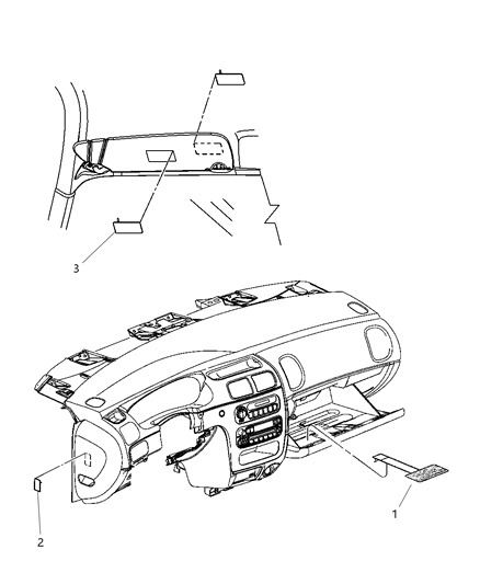 2007 Dodge Charger Instrument Panel & Visors Diagram