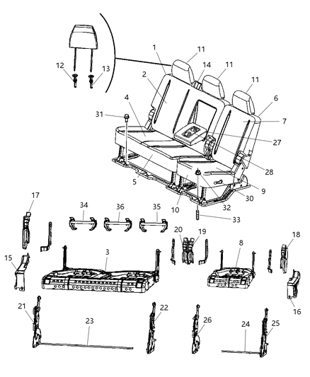 2009 Dodge Ram 2500 Rear Seat - Split Seat Diagram 7