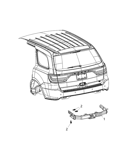 2021 Dodge Durango Tow Hooks & Hitches, Rear Diagram