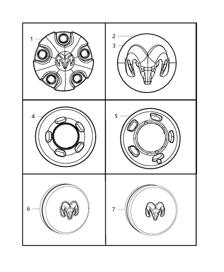 2008 Dodge Ram 3500 Wheel Covers & Center Caps Diagram