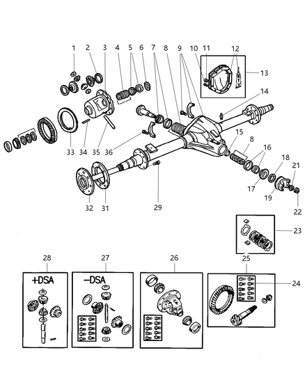 2000 Dodge Ram 2500 Quad & Club Cab Axle, Rear, With Differential Parts Diagram 4