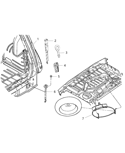 2003 Chrysler PT Cruiser Hook-Spare Tire Attach Diagram for 5027000AC